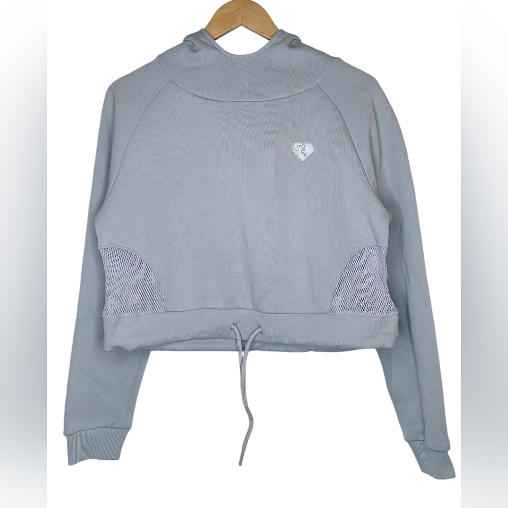 Women's Best True Mesh Gray Cropped Active Hoodie Size Small NWT